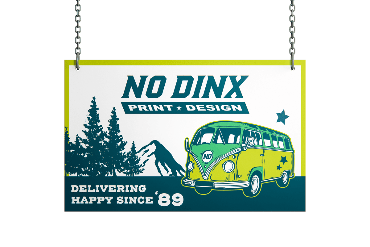 Hanging Storefront Sign Branded for No Dinx